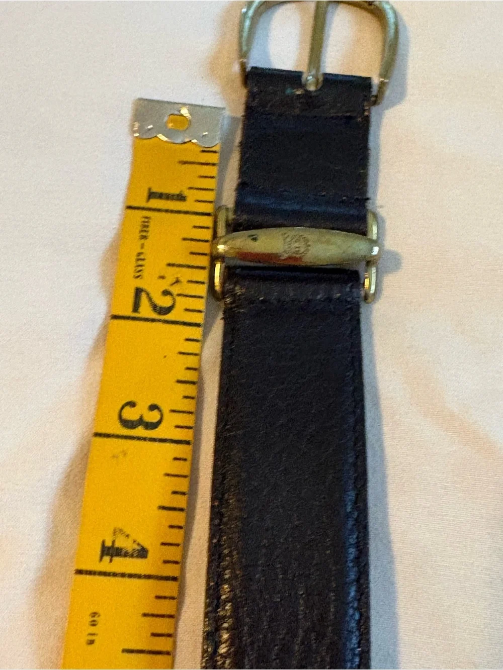 Vtg Christian Dior black leather belt brass CD logo designer belt size 36, Spain